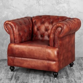 Кресло кожаное Лофт Честер-Нью (Коричневый) в Выборге - vyborg.katalogmebeli.com | фото