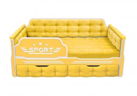 Кровать 160 серии Спорт 2 ящика 74 Жёлтый (мягкие боковые накладки) в Выборге - vyborg.katalogmebeli.com | фото