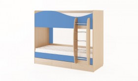 Кровать 2-х ярусная с ящиками (Беленый дуб/Синий) в Выборге - vyborg.katalogmebeli.com | фото