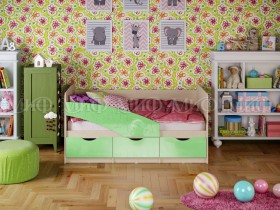 Кровать Бабочки 1,6м (Салатовый металлик) в Выборге - vyborg.katalogmebeli.com | фото