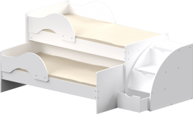 Кровать детская Матрешка выкатная с лестницей Белый в Выборге - vyborg.katalogmebeli.com | фото
