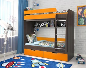Кровать двухъярусная Юниор-5  Бодего/Оранжевый в Выборге - vyborg.katalogmebeli.com | фото
