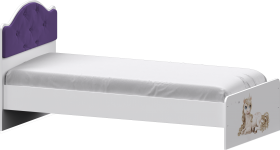 Кровать Каспер с мягкой спинкой и фотопечатью (900х2000)Белый/Фиолетовый в Выборге - vyborg.katalogmebeli.com | фото