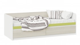 Кровать «Сканди» с 2 ящиками Дуб Гарден/Белый/Зеленый в Выборге - vyborg.katalogmebeli.com | фото