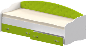 Кровать Софа-7 с мягкой спинкой (800х1900) Белый/Лайм в Выборге - vyborg.katalogmebeli.com | фото