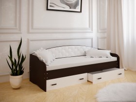 Кровать Софа-7 с мягкой спинкой (800х1900) Венге/ Белый в Выборге - vyborg.katalogmebeli.com | фото