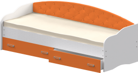 Кровать Софа-7 с мягкой спинкой (800х2000) Белый/Оранжевый в Выборге - vyborg.katalogmebeli.com | фото