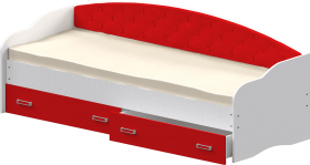 Кровать Софа-8 с мягкой спинкой (900х1900) Белый/Красный в Выборге - vyborg.katalogmebeli.com | фото