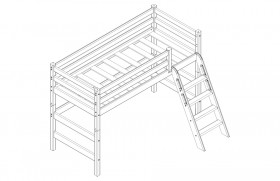Кровать Соня вариант 6 полувысокая с наклонной лестницей Белый полупрозрачный в Выборге - vyborg.katalogmebeli.com | фото 3