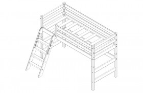 Кровать Соня вариант 6 полувысокая с наклонной лестницей Белый полупрозрачный в Выборге - vyborg.katalogmebeli.com | фото 4