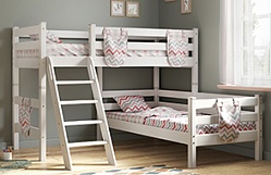 Кровать Соня вариант 8 угловая с наклонной лестницей Белый полупрозрачный в Выборге - vyborg.katalogmebeli.com | фото