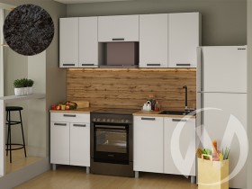 Кухня Кьяра 2.0м с окапом (корпус белый/карбон фарфор) 26мм кастилло темный в Выборге - vyborg.katalogmebeli.com | фото