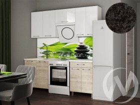 Кухня Нора 2.0м (корпус белый/белый, дуб шале светлый) 26мм кастилло темный в Выборге - vyborg.katalogmebeli.com | фото