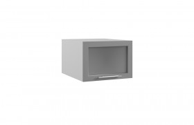 Квадро ГПГС 500 шкаф верхний горизонтальный глубокий со стеклом (Ваниль кожа/корпус Серый) в Выборге - vyborg.katalogmebeli.com | фото