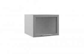 Квадро ГВПГС 600 шкаф верхний горизонтальный глубокий со стеклом высокий (Железо/корпус Серый) в Выборге - vyborg.katalogmebeli.com | фото
