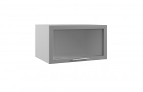 Квадро ГВПГС 800 шкаф верхний горизонтальный глубокий со стеклом высокий (Железо/корпус Серый) в Выборге - vyborg.katalogmebeli.com | фото