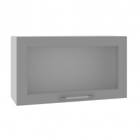 Квадро ВПГС 800 шкаф верхний горизонтальный со стеклом высокий (Лунный свет/корпус Серый) в Выборге - vyborg.katalogmebeli.com | фото