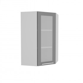 Квадро ВПУС 550 шкаф верхний угловой со стеклом высокий (Железо/корпус Серый) в Выборге - vyborg.katalogmebeli.com | фото