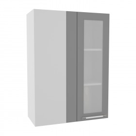 Квадро ВПУС 650 шкаф верхний угловой со стеклом высокий (Железо/корпус Серый) в Выборге - vyborg.katalogmebeli.com | фото