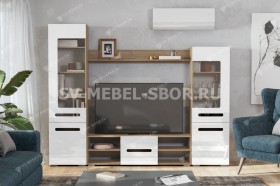Мебель для гостиной МГС 6 (Исполнение 1/Дуб золотой/Белый глянец) в Выборге - vyborg.katalogmebeli.com | фото