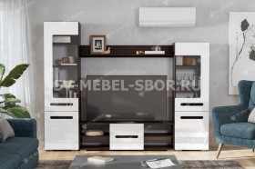 Мебель для гостиной МГС 6 (Исполнение 1/Венге/Белый глянец) в Выборге - vyborg.katalogmebeli.com | фото 1