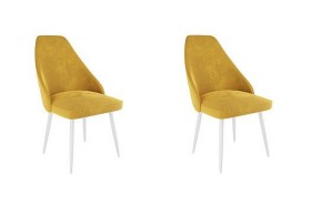 Набор стульев Милан 2 шт (желтый велюр/белый) в Выборге - vyborg.katalogmebeli.com | фото