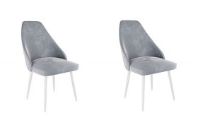 Набор стульев Милан 2 шт (серый велюр/белый) в Выборге - vyborg.katalogmebeli.com | фото