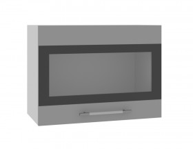 Норд ШВГС 600 Шкаф верхний горизонтальный со стеклом (Софт черный/корпус Белый) в Выборге - vyborg.katalogmebeli.com | фото