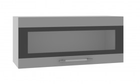 Норд ШВГС 800 Шкаф верхний горизонтальный со стеклом (Софт черный/корпус Белый) в Выборге - vyborg.katalogmebeli.com | фото