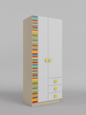 Шкаф 2-х створчатый с ящиками Клаксон без машинок (Белый/корпус Клен) в Выборге - vyborg.katalogmebeli.com | фото