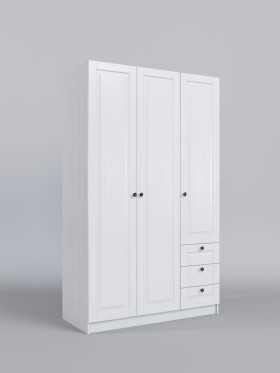 Шкаф 3-х створчатый с ящиками Классика (Белый/корпус Выбеленное дерево) в Выборге - vyborg.katalogmebeli.com | фото