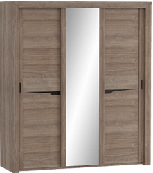 Шкаф трехдверный Соренто с раздвижными дверями Дуб стирлинг/Кофе структурный матовый в Выборге - vyborg.katalogmebeli.com | фото 1
