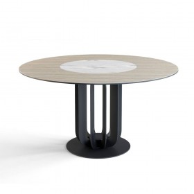Стол круглый Rotor (160), шпон + керамика светлая в Выборге - vyborg.katalogmebeli.com | фото